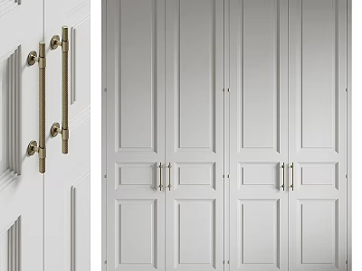 Modern White Storage Cabinet With Metal Handles And Multiple Doors For Home Organization 3d model