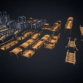 Industrial Conveyor Belt Assemblies With Various Mechanical Parts And Machinery Components