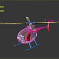 Red And White Helicopter With Transparent Cockpit Propeller And Landing Gear