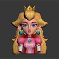 Game Movie Princess Character With Blonde Hair Golden Crown Blue Eyes And Pink Outfit