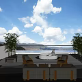 Rooftop Garden Design Featuring Comfortable Sofa Chairs Table And Green Bamboo Plants