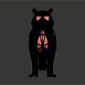 Low Poly Black Panther Figurine With Orange Geometric Accents And Reflective Base