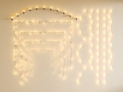 Warm White Decorative String Lights With Curved And Linear Shapes For Home Decoration 3d model