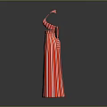 Man Wearing Red Striped Long Dress 3D Model on Gray Background