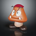 Playful Mushroom Shaped Kids Stool Furniture With Red Hat Brown Body And Big Eyes