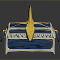 Blue Treasure Chest With Yellow Dragon Ornament And White Trim Details