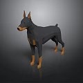 Minimalist Low Poly Doberman Dog Model With Gray Body Brown Legs And Standing Pose