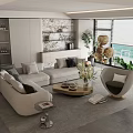 Modern Light Luxury Sectional Sofa And Coffee Table Combination For Elegant Spacious Living Room Decor
