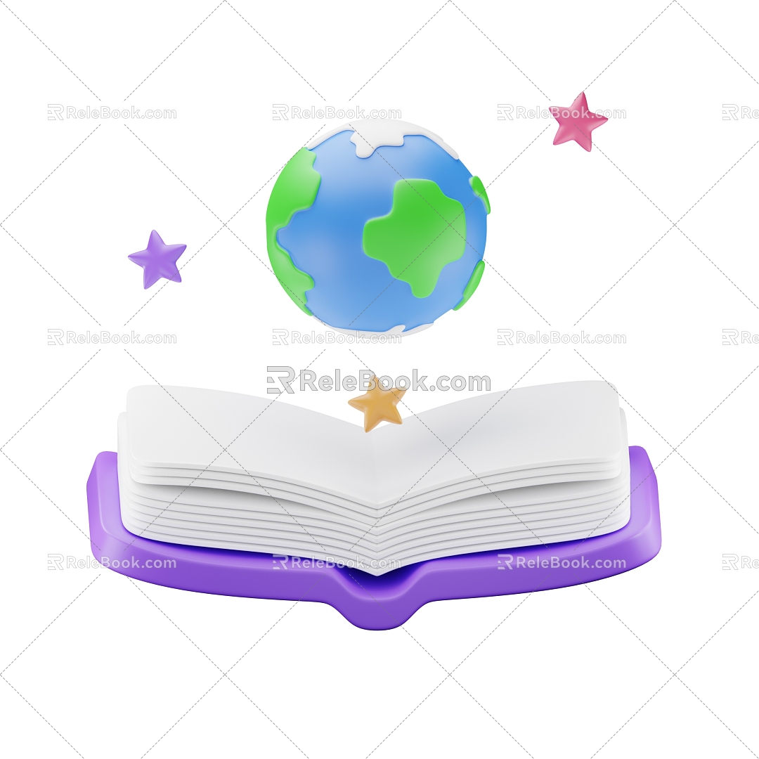 Books Books Earth Cartoon Books Cartoon Earth 3d model