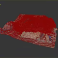 Modern 3D Terrain Model With Colorful Pink Blue Brown Mountainous Topography