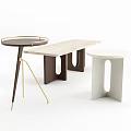 Modern Coffee Tables With Rectangular Marble Top Round Wood And Gold Black Metal Frames 3d model