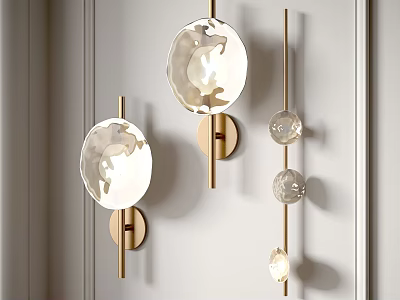 Modern Wall Lamps With Glass Shades And Gold Metal Frames For Interior Decoration 3d model