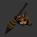 Armored Rabbit Toy Figure With Red Eyes Holding Spiked Weapon