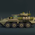 Armored Wheeled Military Tank With Turret Cannon And Greenery Camouflage Design