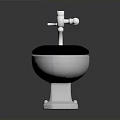 Modern White Toilet With Black Seat And Silver Flushing Mechanism Design