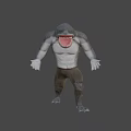 Muscular Shark Headed Game Movie Character With Open Mouth And Standing Pose