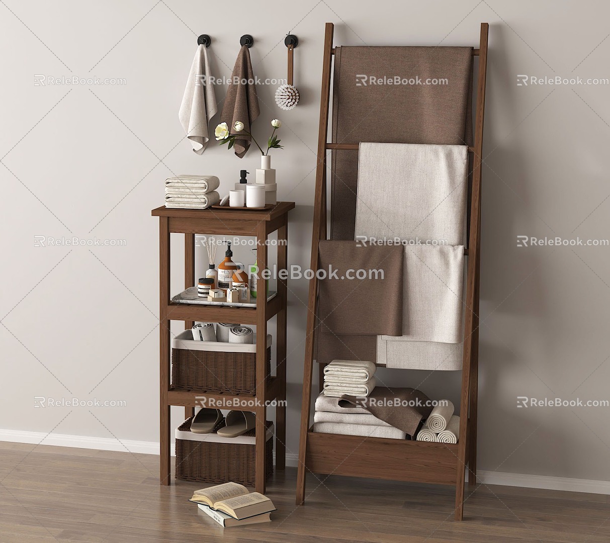 Modern Log Towel Rack Storage Rack Bathroom Products 3d model