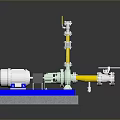 Industrial Equipment 3D Model With Electric Motor Pipes And Control Instruments On Blue Base