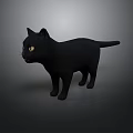 Realistic Black Cat 3D Render With Yellow Eyes Standing On Gray Background 3d model
