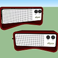 Pair of Red Retro Roberts Speakers With Classic Design Knobs And Handle 3d model