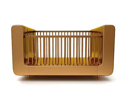 Stylish Golden Baby Crib Ornament Set with Modern Decorative Design 3d model