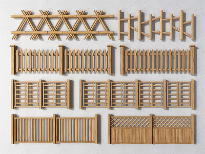 Wooden Fence Various Design Styles And Pattern Options For Outdoor Use 3d model