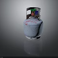White LPG Cylinder With Red Numbered Label And Green Valve Handle