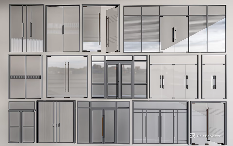 Casement Windows Collection Featuring Various Modern Styles And Glass Panel Designs For Home 3d model 