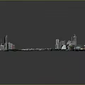Modern Cars Moving Through Urban 3D Model City With Roads And Buildings