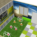 Five a Side Football Field With Green Lawn Goals And Active Players Recreational Scene