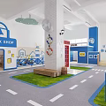 Kids Role Play Area With Mini Street Telephone Booth Cafe And Grass Area
