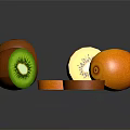 Whole and Sliced Kiwi with Green Flesh Black Seeds and Fresh Orange Fruits