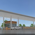 Modern College Entrance Gate With Canopy Structure Guard Booths And Car Parked In Front
