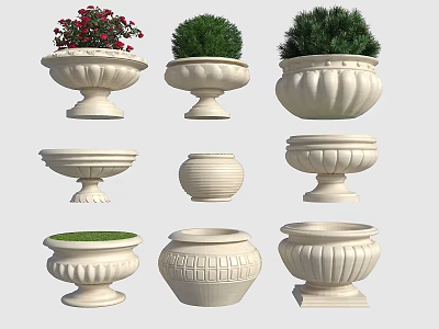 Modern European Style Flower Pots Flower beds Modern Flower Pots Potted Plants Flower Boxes Green Plants Potted Plants Flower Pot Planting Boxes 3d model