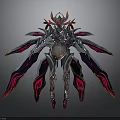 Intricate Sci Fi Mechanical Creature With Metallic Wings And Red Accents