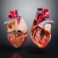 Human Heart Anatomical Models Displaying Internal Chambers And Major Blood Vessels
