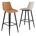 Modern Bar Stools With Velvet Upholstery And Black Metal Frame In Two Colors