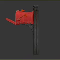 Sturdy Two Classic Red Mailboxes With MAIL Lettering On Green Base