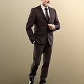 Man In Stylish Dark Suit Standing Confidently 3d model