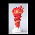 Inflatable Torch with Flame Design Red and Orange Gradient White Cloud Base Decoration 3d model