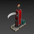 Vintage Red Industrial Fuel Pump With Green Control Box And Weathered Base