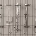 Various Modern Wall Mounted Shower Heads With Different Water Flow Designs 3d model