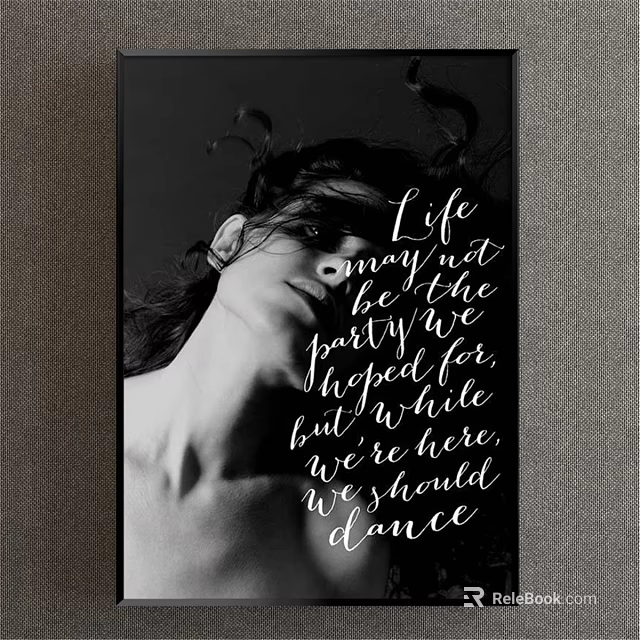 Artistic Black and White Portrait With Inspirational Life Quote And Dance Theme 3d model 