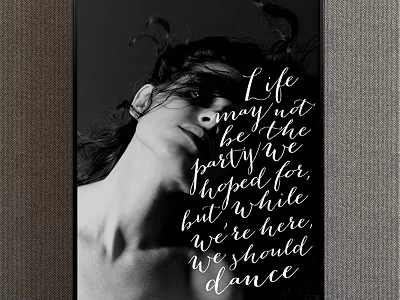 Artistic Black and White Portrait With Inspirational Life Quote And Dance Theme 3d model