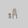 Beige Plush Single Chair With Flower Shaped Backrest Circular Hole And Dark Wooden Legs