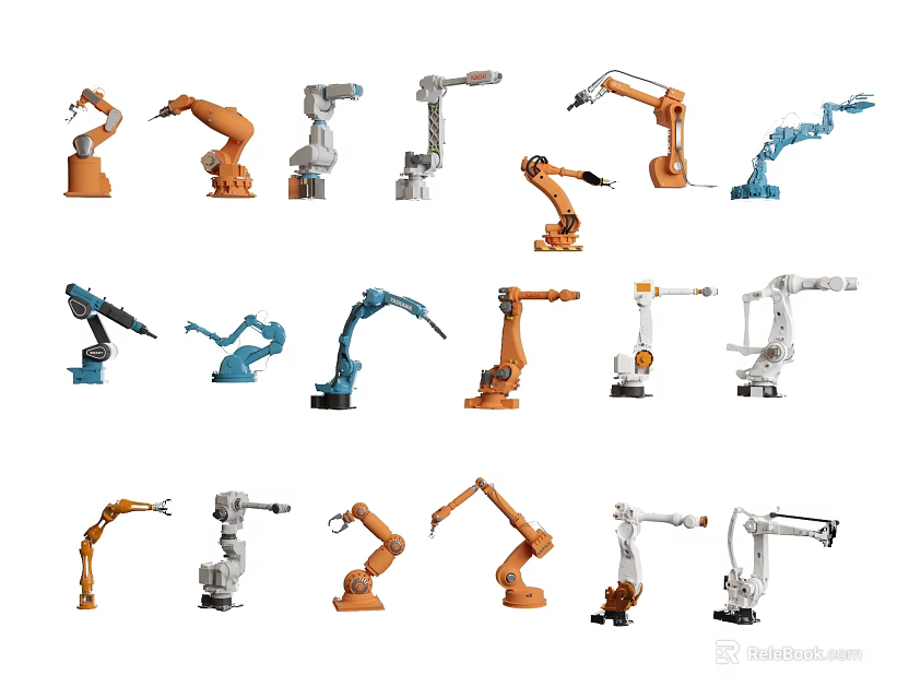 Various Industrial Robotic Arms With Different Designs For Manufacturing And Assembly Tasks 3d model 