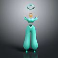 Turquoise Sleeveless Jumpsuit With Baggy Pants Orange Necklace And Blue Headband