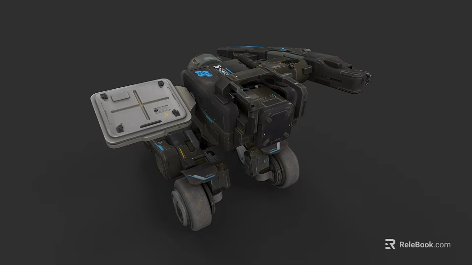 Advanced Wheeled Mechanical Weapon With Robotic Structure And Futuristic Design 3d model 