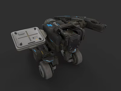 Advanced Wheeled Mechanical Weapon With Robotic Structure And Futuristic Design 3d model