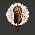 Giraffe 3D Model Standing On Circular Base With Grass And Grey Background
